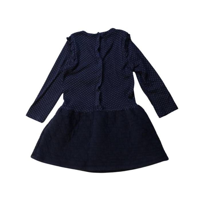 A Navy Long Sleeve Dresses from Petit Bateau in size 2T for girl. (Back View)