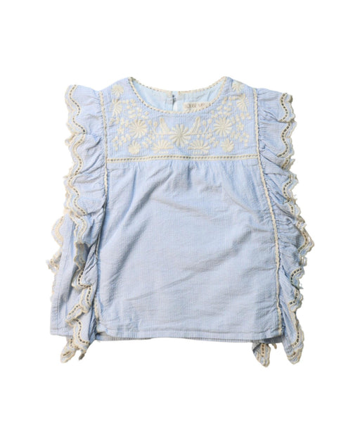 A Blue Sleeveless Tops from Louise Misha in size 6T for girl. (Front View)