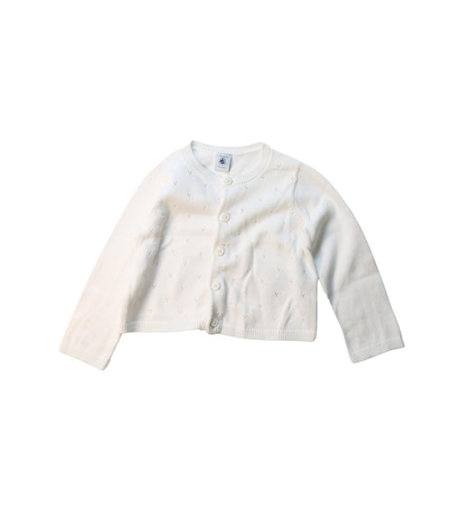 A White Cardigans from Petit Bateau in size 2T for girl. (Front View)