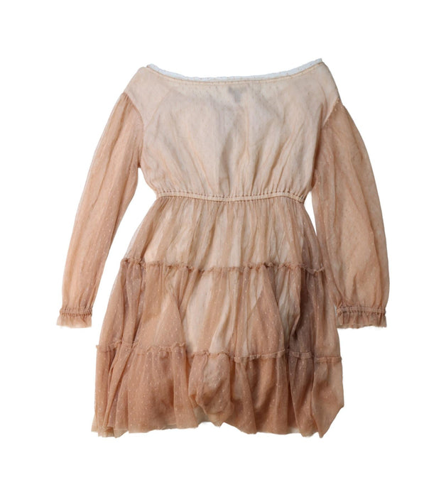 A Brown Long Sleeve Dresses from Velveteen in size 6T for girl. (Back View)