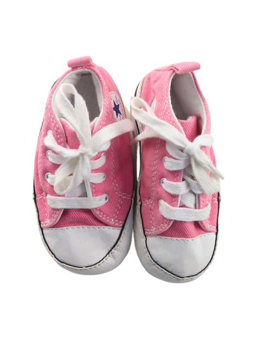 A Pink Sneakers from Converse in size 12-18M for girl. (Back View)