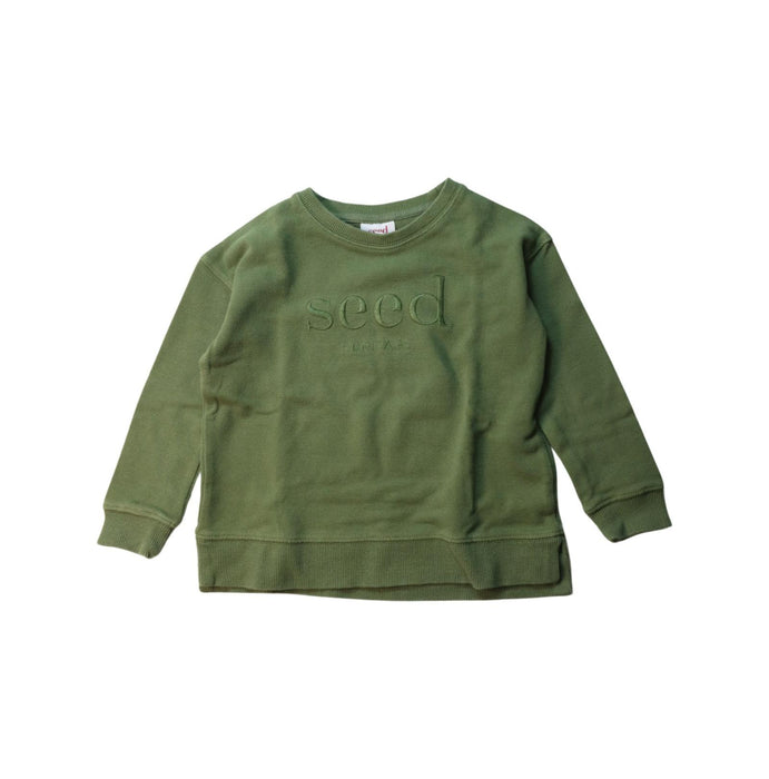 A Green Crewneck Sweatshirts from Seed in size 3T for boy. (Front View)