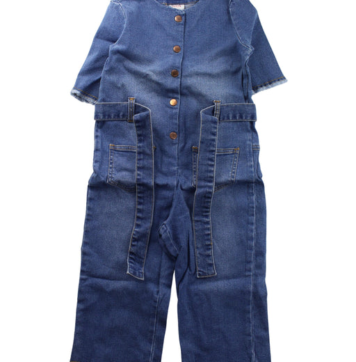 A Blue Short Sleeve Jumpsuits from Seed in size 5T for girl. (Front View)