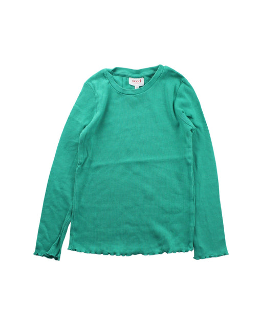 A Green Long Sleeve Tops from Seed in size 6T for girl. (Front View)