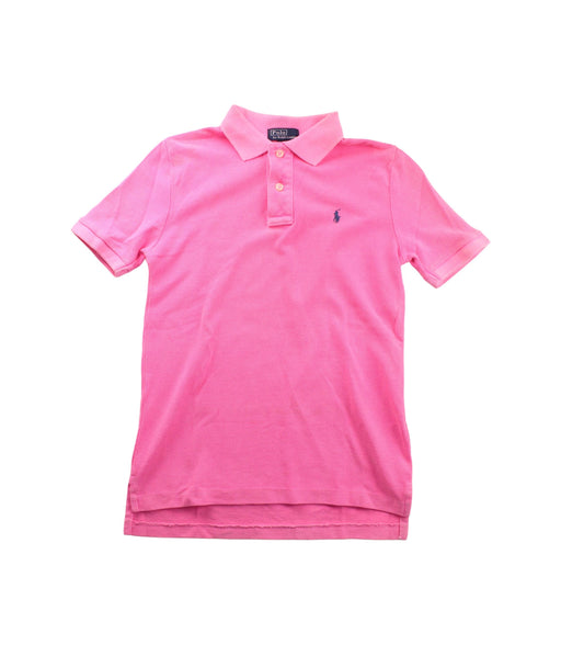 A Pink Short Sleeve Polos from Polo Ralph Lauren in size 7Y for girl. (Front View)