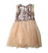 A Gold Sleeveless Dresses from Britt in size 5T for girl. (Back View)
