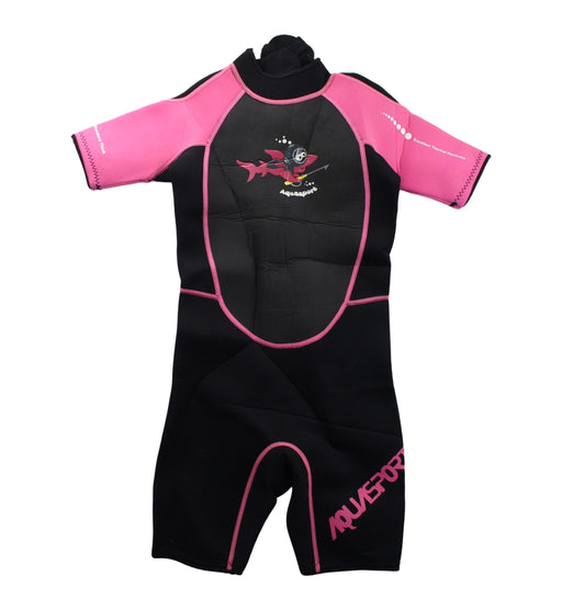 A Black Floatsuits from Aquasport in size 8Y for girl. (Front View)