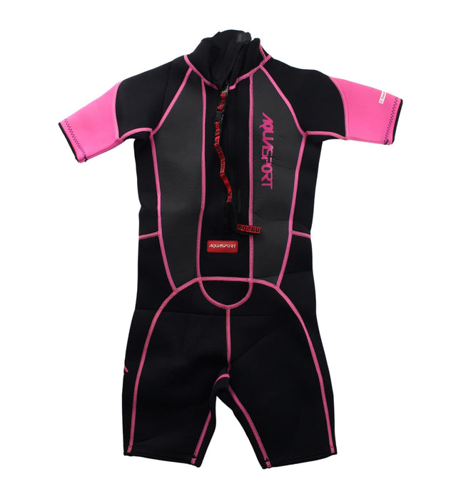 A Black Floatsuits from Aquasport in size 8Y for girl. (Back View)