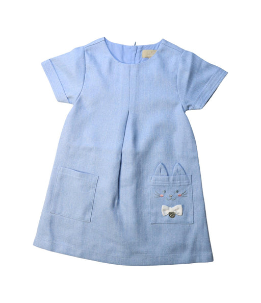 A Blue Short Sleeve Dresses from Chickeeduck in size 4T for girl. (Front View)