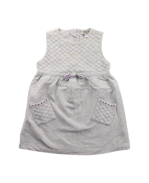A Grey Sleeveless Dresses from Armani in size 12-18M for girl. (Front View)