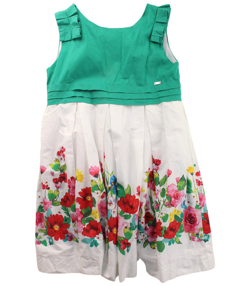 A Green Sleeveless Dresses from Mayoral in size 6T for girl. (Front View)