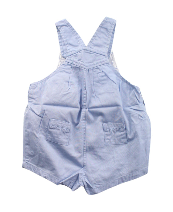A Blue Overall Shorts from dulces in size 6-12M for girl. (Back View)