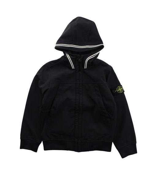 A Black Zippered Sweatshirts from Stone Island in size 6T for boy. (Front View)