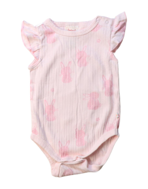 A Pink Short Sleeve Bodysuits from Sprout in size 3-6M for girl. (Front View)