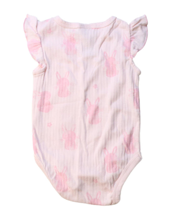 A Pink Short Sleeve Bodysuits from Sprout in size 3-6M for girl. (Back View)