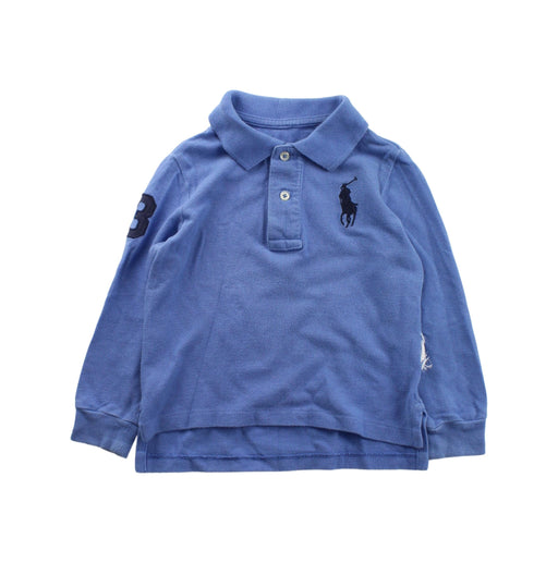 A Blue Long Sleeve Polos from Ralph Lauren in size 2T for boy. (Front View)