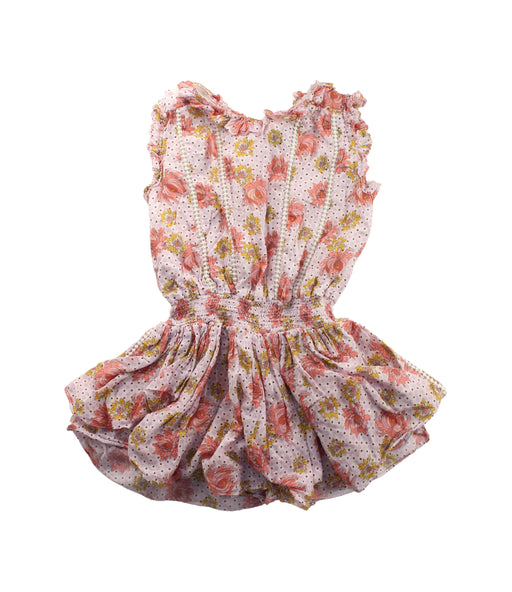 A Pink Sleeveless Rompers from Velveteen in size 6T for girl. (Front View)