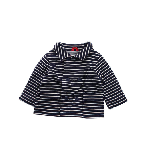 A Blue Coats from Petit Bateau in size 3-6M for girl. (Front View)