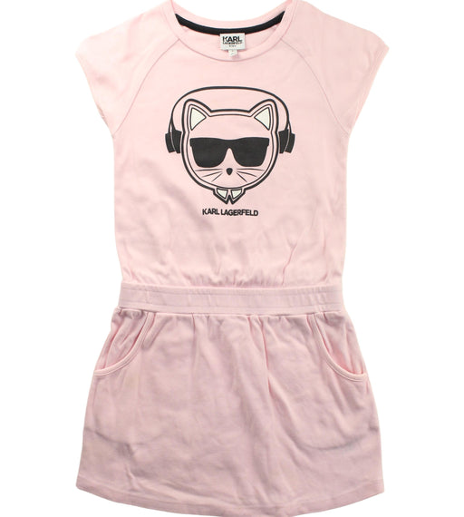 A Pink Short Sleeve Dresses from Karl Lagerfeld in size 6T for girl. (Front View)