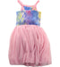 A Blue Sleeveless Dresses from Rock Your Kid in size 8Y for girl. (Back View)