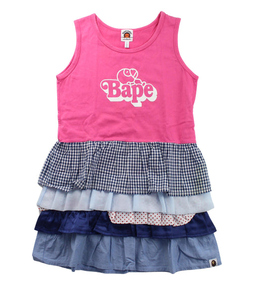 A Pink Sleeveless Dresses from BAPE KIDS in size 7Y for girl. (Front View)