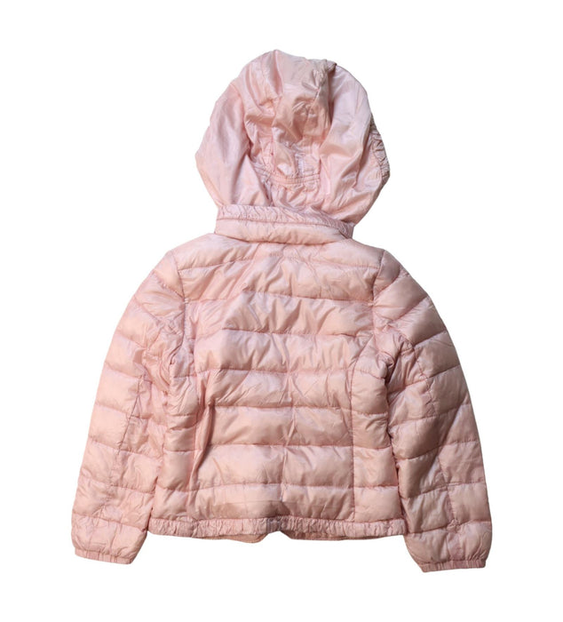 A Pink Puffer/Quilted Jackets from Moncler in size 4T for girl. (Back View)