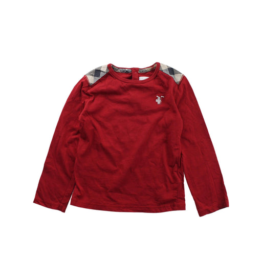 A Red Long Sleeve T Shirts from Burberry in size 3T for girl. (Front View)