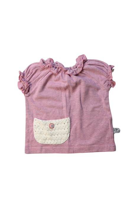 A Pink Short Sleeve Tops from and the little dog laughed in size 3-6M for girl. (Front View)