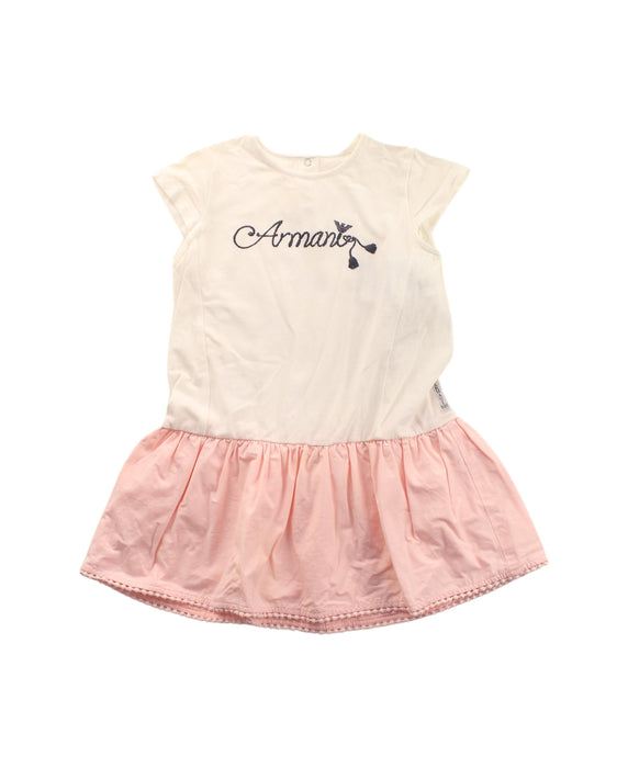 A White Short Sleeve Dresses from Armani in size 2T for girl. (Front View)