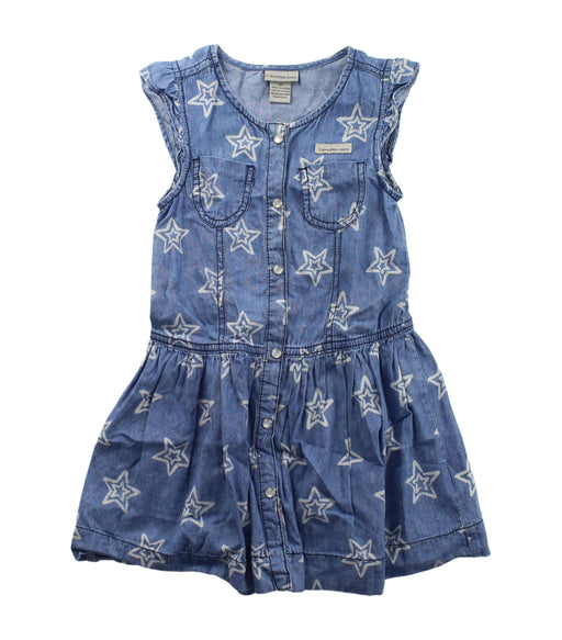A Blue Sleeveless Dresses from Calvin Klein in size 4T for girl. (Front View)