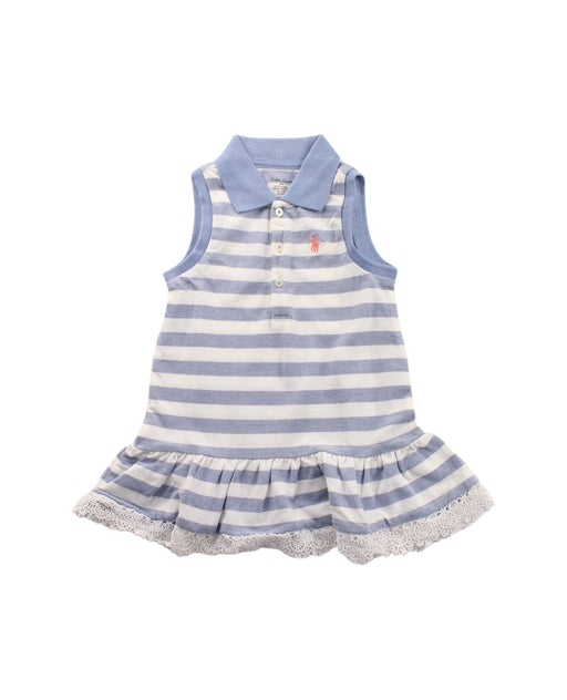 A Blue Sleeveless Dresses from Ralph Lauren in size 6-12M for girl. (Front View)