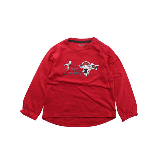A Red Long Sleeve T Shirts from La Compagnie des Petits in size 4T for girl. (Front View)