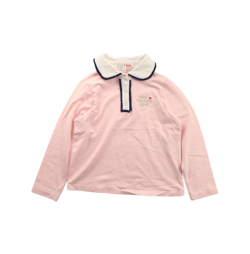 A Pink Long Sleeve Polos from ELLE in size 4T for girl. (Front View)
