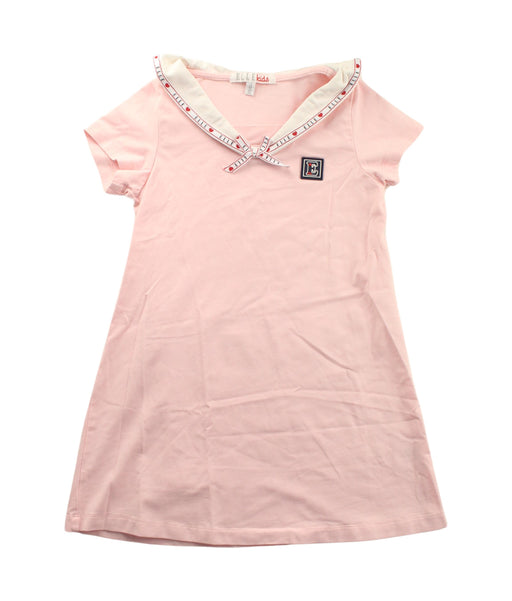A Pink Short Sleeve Dresses from ELLE in size 4T for girl. (Front View)