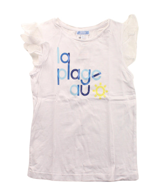 A White Short Sleeve Tops from Jacadi in size 6T for girl. (Front View)