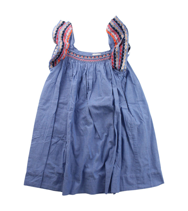 A Blue Sleeveless Dresses from Seed in size 5T for girl. (Front View)