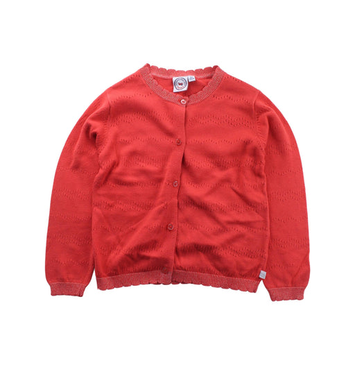 A Red Cardigans from La Compagnie des Petits in size 5T for girl. (Front View)