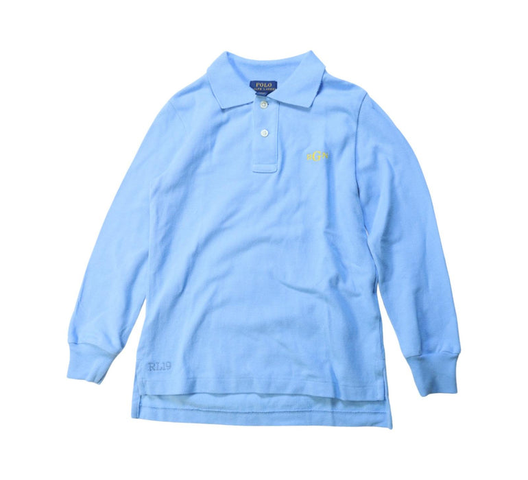 A Blue Long Sleeve Polos from Polo Ralph Lauren in size 4T for boy. (Front View)