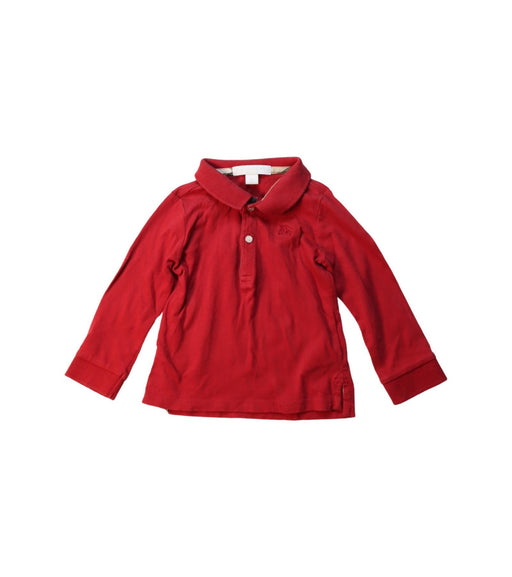 A Red Long Sleeve Polos from Burberry in size 6-12M for boy. (Front View)