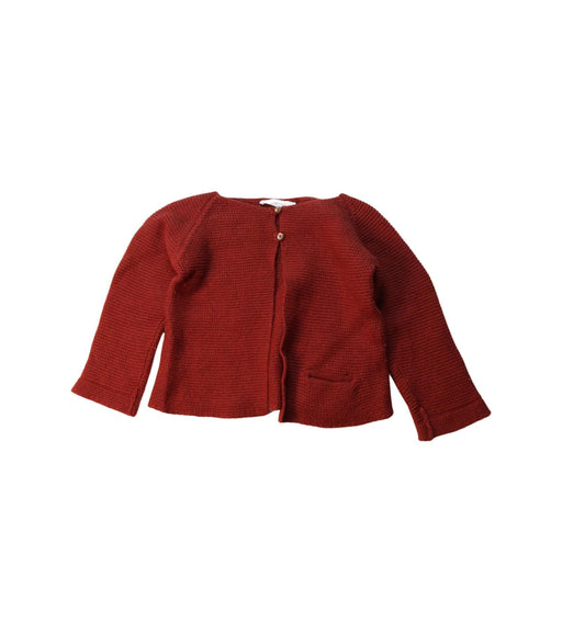 A Red Cardigans from Les Enfantines in size 2T for girl. (Front View)