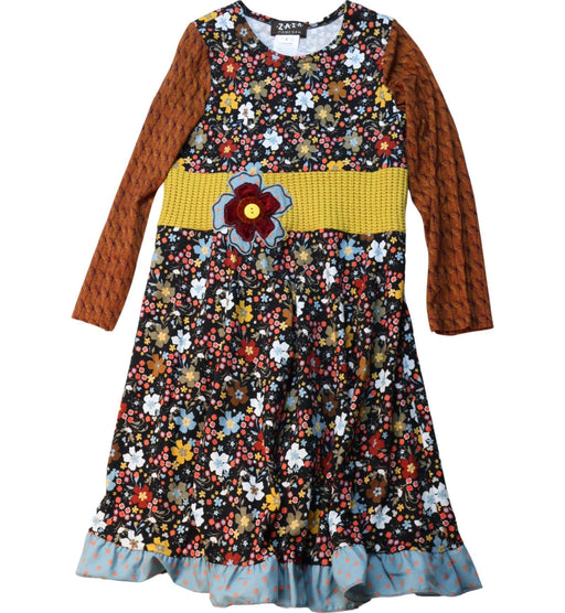 A Multicolour Long Sleeve Dresses from ZAZA COUTURE in size 5T for girl. (Front View)