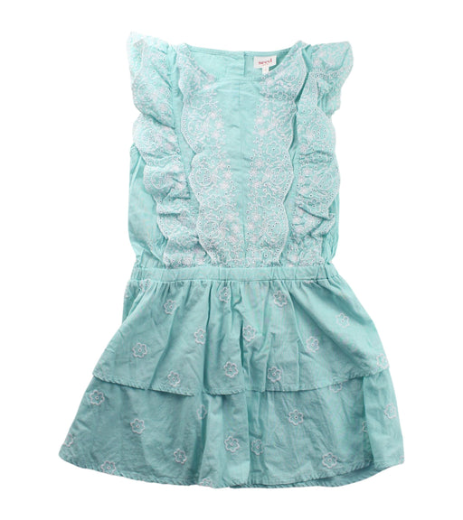 A Green Sleeveless Dresses from Seed in size 7Y for girl. (Front View)