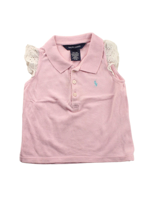 A Pink Short Sleeve Polos from Ralph Lauren in size 12-18M for girl. (Front View)