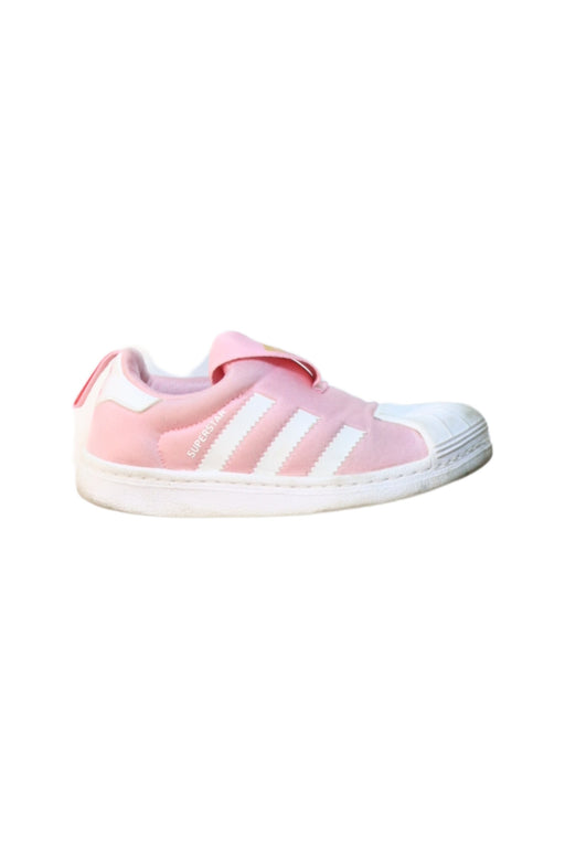 A Pink Slip Ons from Adidas in size 5T for girl. (Front View)