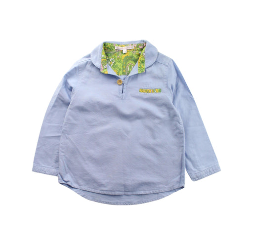 A Blue Long Sleeve Shirts from La Petite Caravane in size 3T for boy. (Front View)