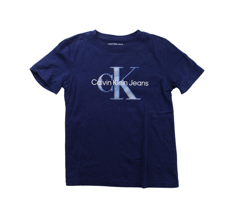 A Blue Short Sleeve T Shirts from Calvin Klein in size 7Y for boy. (Front View)