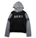 A Black Hooded Sweatshirts from DKNY in size 7Y for boy. (Front View)