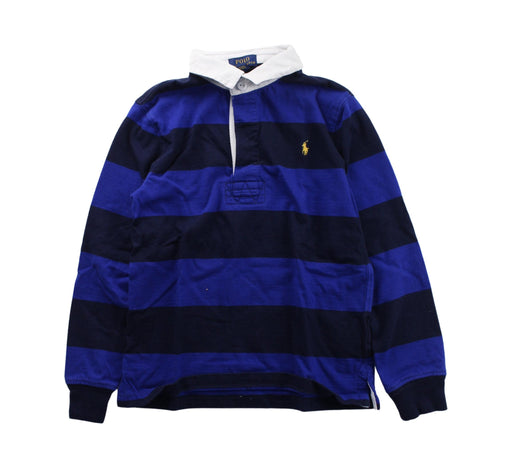A Blue Long Sleeve Polos from Polo Ralph Lauren in size 7Y for boy. (Front View)
