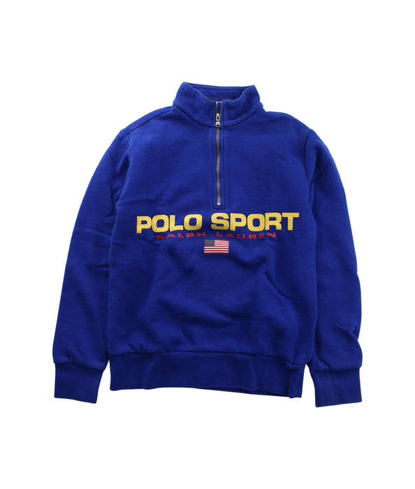 A Blue Zippered Sweatshirts from Polo Ralph Lauren in size 8Y for boy. (Front View)