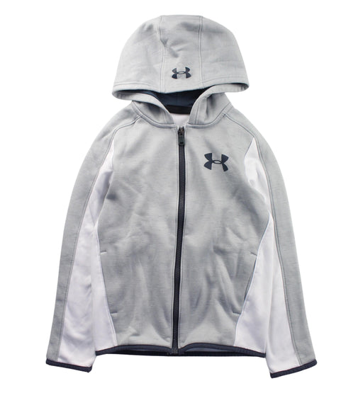 A Grey Zippered Sweatshirts from Under Armour in size 8Y for boy. (Front View)